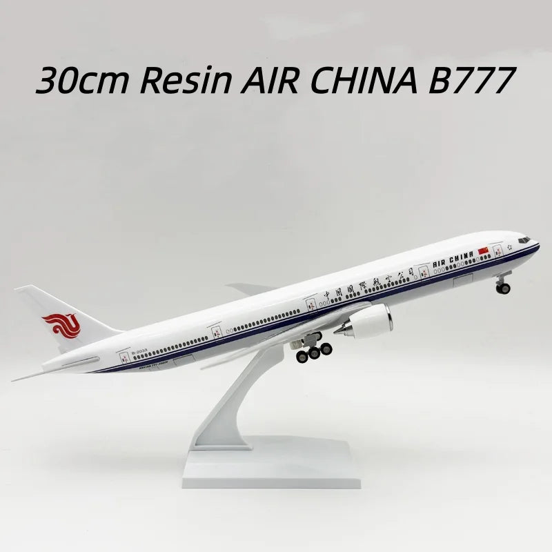 30cm Miniature Airplane Air China B777 Resin Diecast Plane Model Kit With Wheels Base For Collection Display Or Boys Gift
