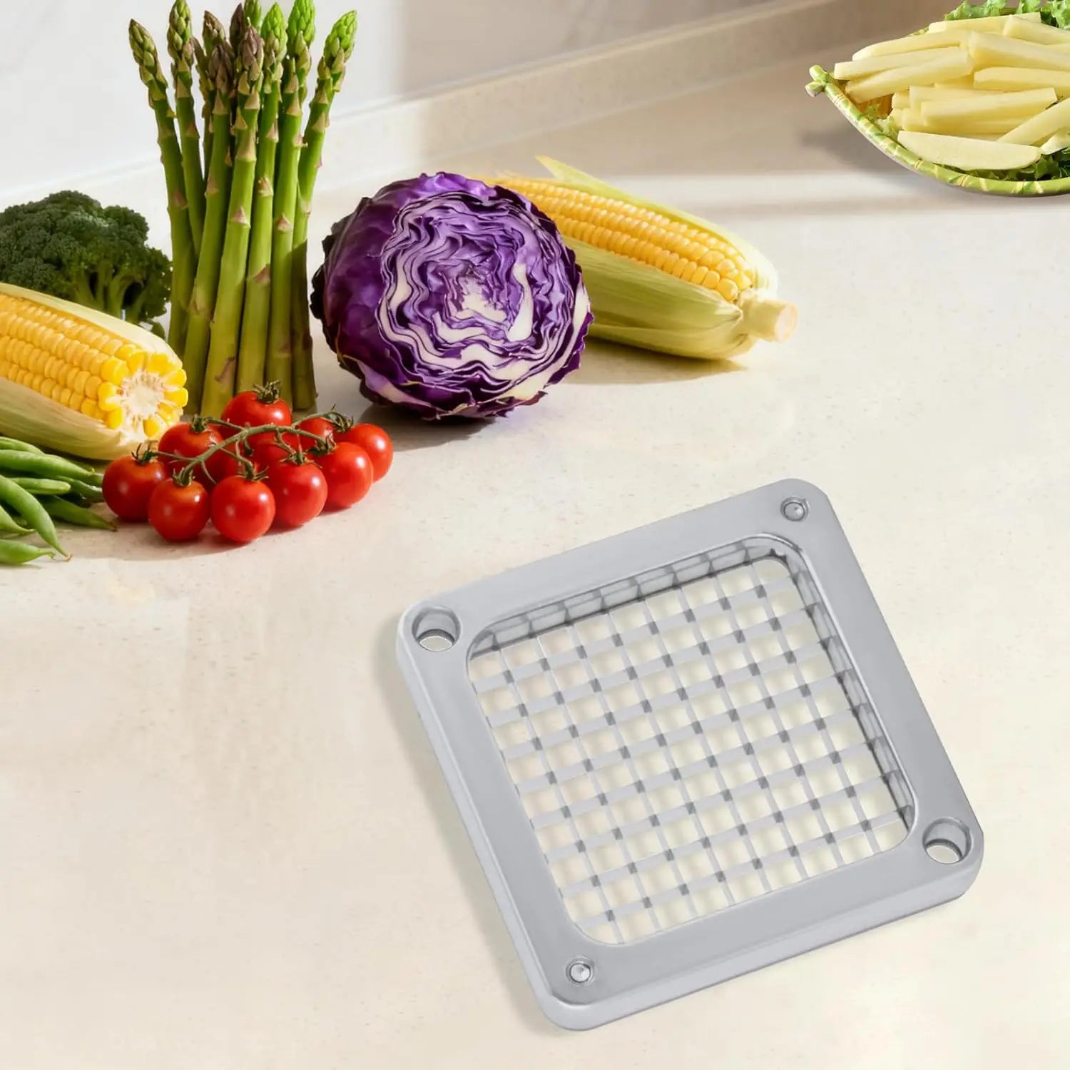 Vegetable Cutter Blade Replacement Blade, Vegetable Slicer Blade Dicer Blade Stainless Steel Grid Cutter for Food Chopper Kitchen Prep Potatoes Onions Cucumbers Easy Install 11x11cm 1 Pack