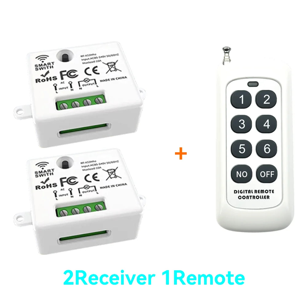 Mini Wireless Smart Light Switch with Remote Control 1000M Distance 433 Mhz RF Relay Receiver 220V Swi