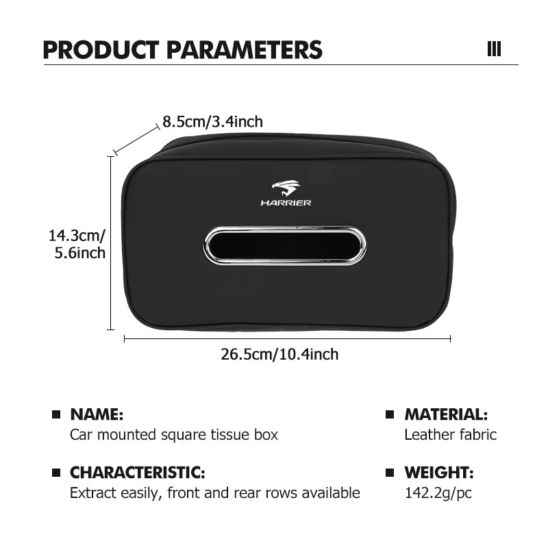 Car Logo Tissue Storage Box Armrests Sunshades Seat Accessories For Toyota Harrier 30 60 80 XU30 XU60 XU80 2022 2023