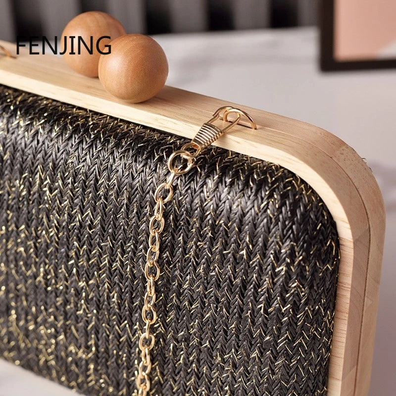 Straw Clutch Handbag 2025 Summer Beach Straw Purse for Women Woven Bag Casual Straw Shoulder Crossbody Bag New Evening Handbag