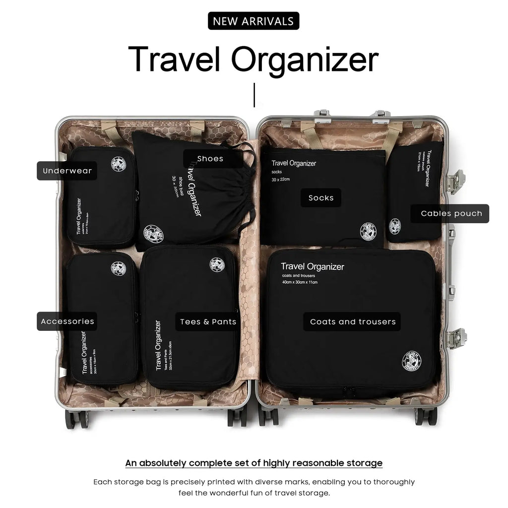 7Pcs Set Travel Bag Organizer Suitcase Packing Cubes Cases Portable Wardrobe Luggage Clothes Shoe Storage Pouch Packing Cubes