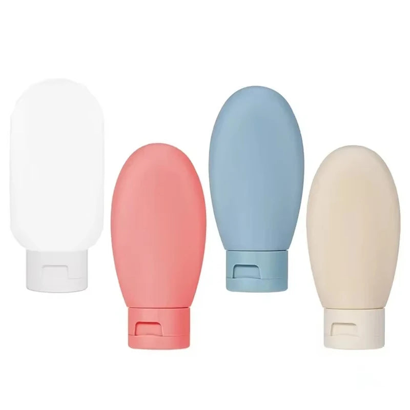 4Pcs 60ml Travel Botttle Set Refillable Bottles Soft Cream Lotion Shampoo Squeeze Tube Empty Cosmetic Containers Makeup Tools