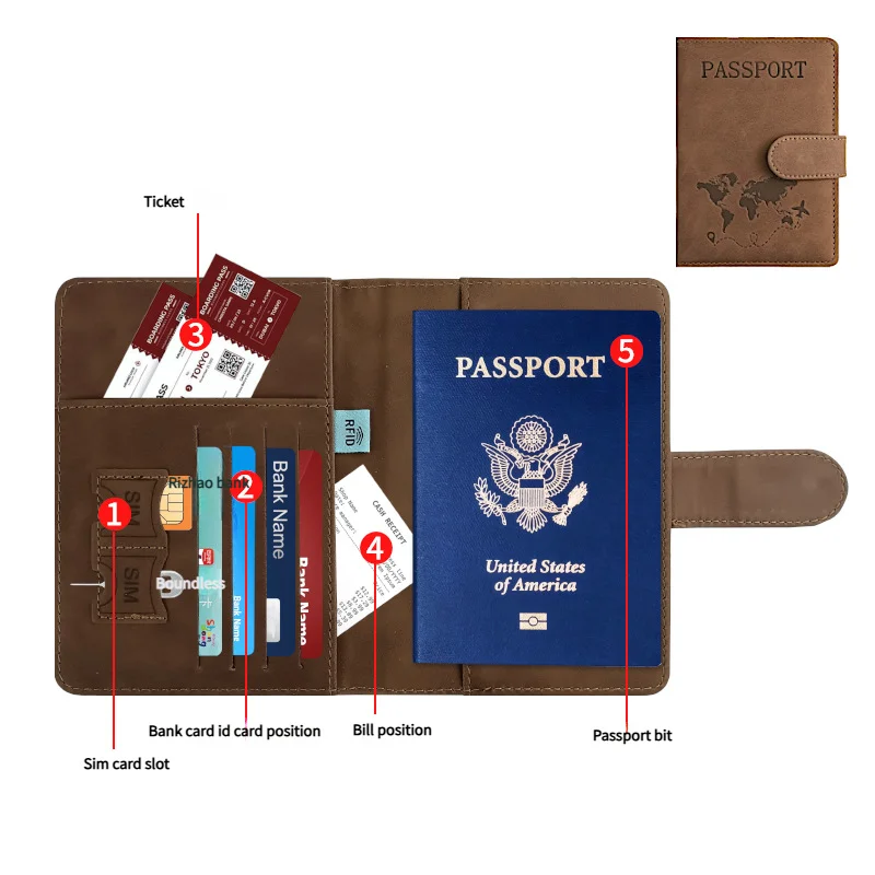 Travel Essentials: RFID-Blocking Passport Holder + Leather Luggage Tag Set