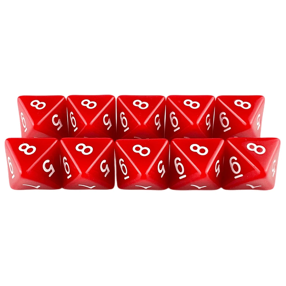 D8 Polyhedral Dice 15.5mm TRPG DND Digital Dice Game Set 8 Sides 10Pcs for Board Game
