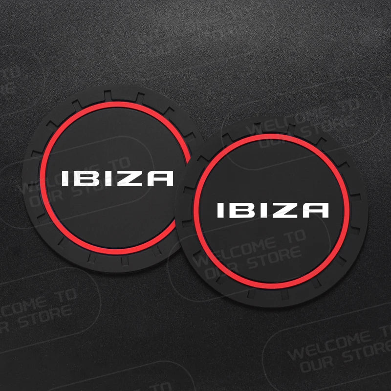 Car Silicone Coaster For Ibiza LOGO 6L MK4 FR Line TSI TDI 2Pcs Anti-Slip Water Cup Drink Mat Insert Coaster Pads Accessories