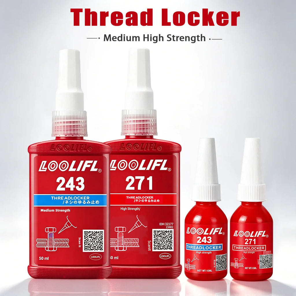 Industrial Grade 243 271 Threadlocker Anaerobic Glue Medium High Strength Anti Loosen Rust Seal Metal Screw Adhesive 10ML 50ML