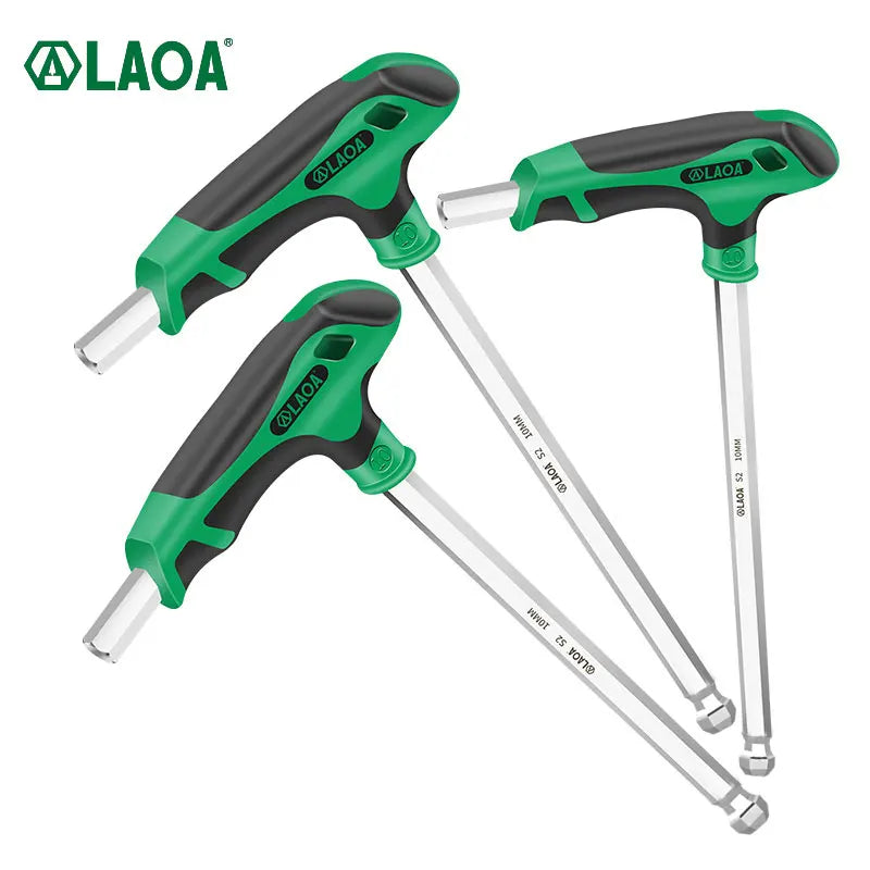 1pc LAOA Ball Head T-shape Hex Wrench 2-10MM S2 Hex Key 58HRC Hexagon Screwdriver Socket Screw Wrench Spannner