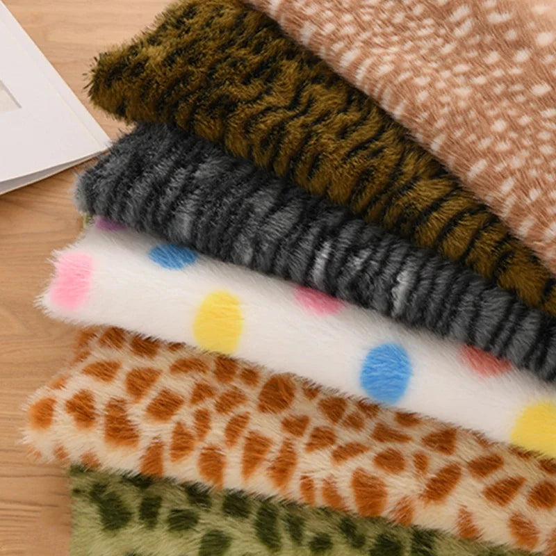 Eco-Friendly Faux Mink Fur Fabric 50x160cm Deer Zebra Leopard Animal Print DIY Craft Material for Clothing Bags Dolls