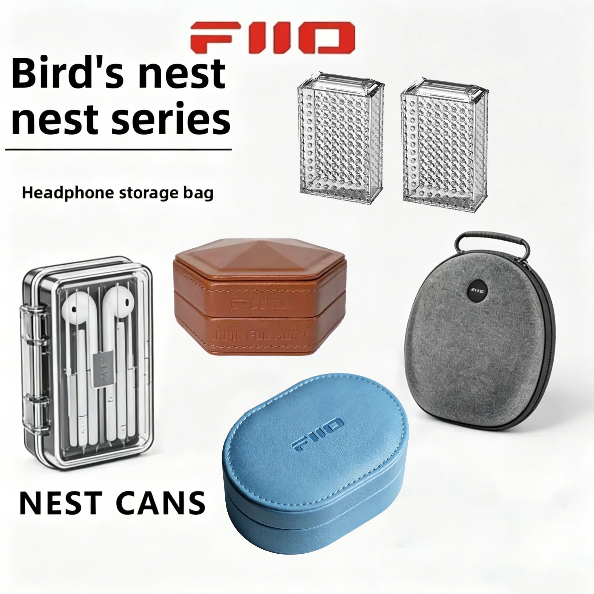 FiiO NEST Clear/Cans/Season/DM15/ECHO Leather Case Portable Shockproof Dustproof Storage Box for Headphone Earphone DAC Cable