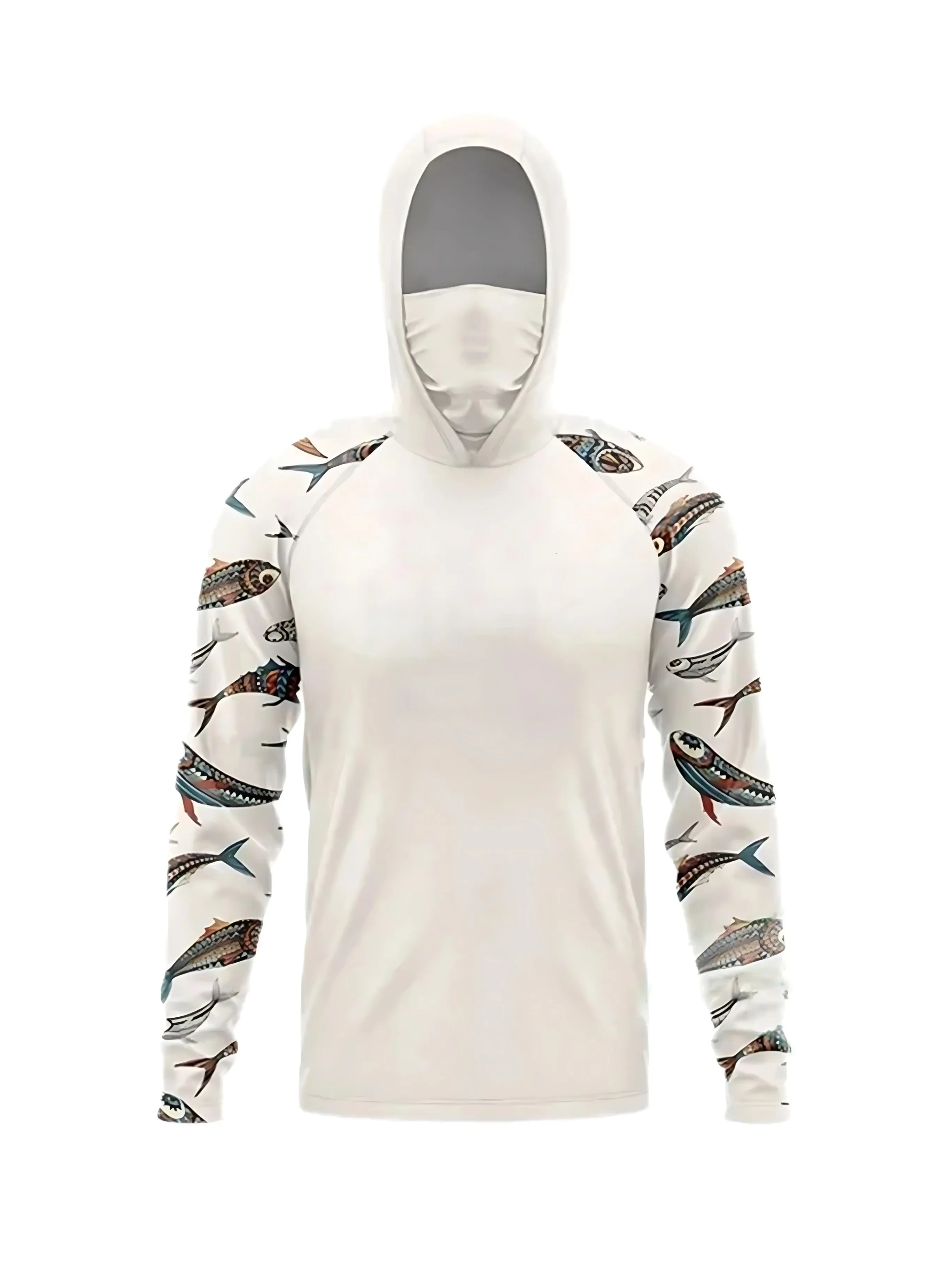 Fishing hooded sweatshirt swimming sun protection UV-blocking mask fish-shaped top equipment set hat-wearing fishing attire