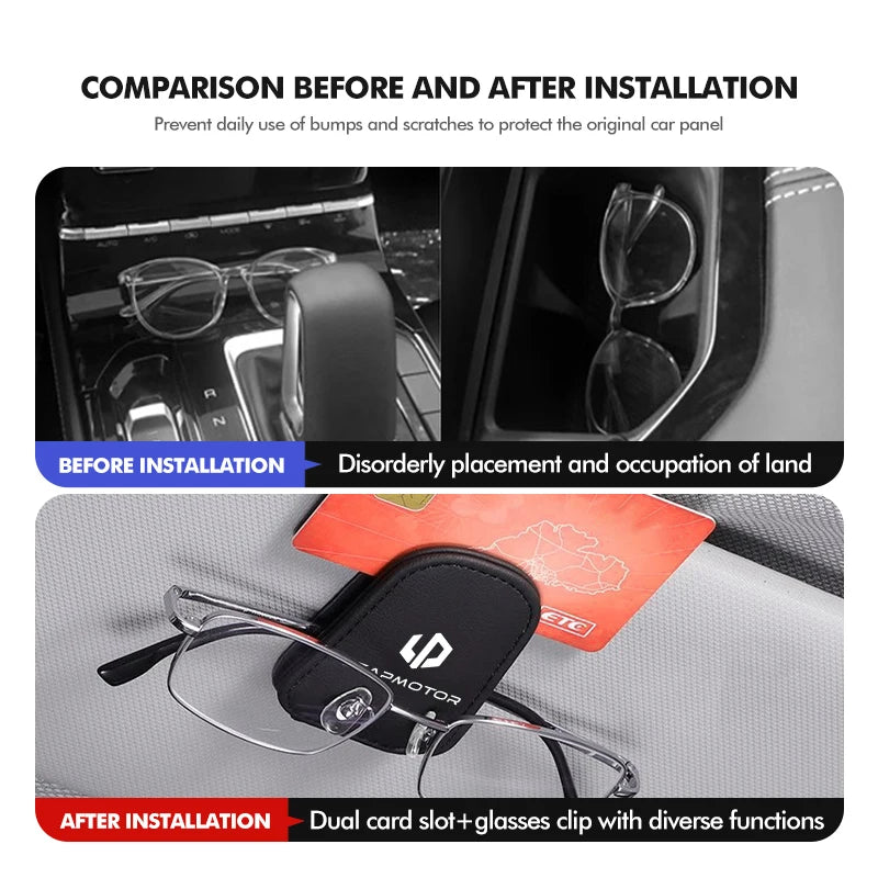 Car Sun Visor Eyeglass Hanger Leather Storage Holder Clip For Leapmotor Reev 2021 2022 2023 2023 LP Leap T03 S01 C11 C01