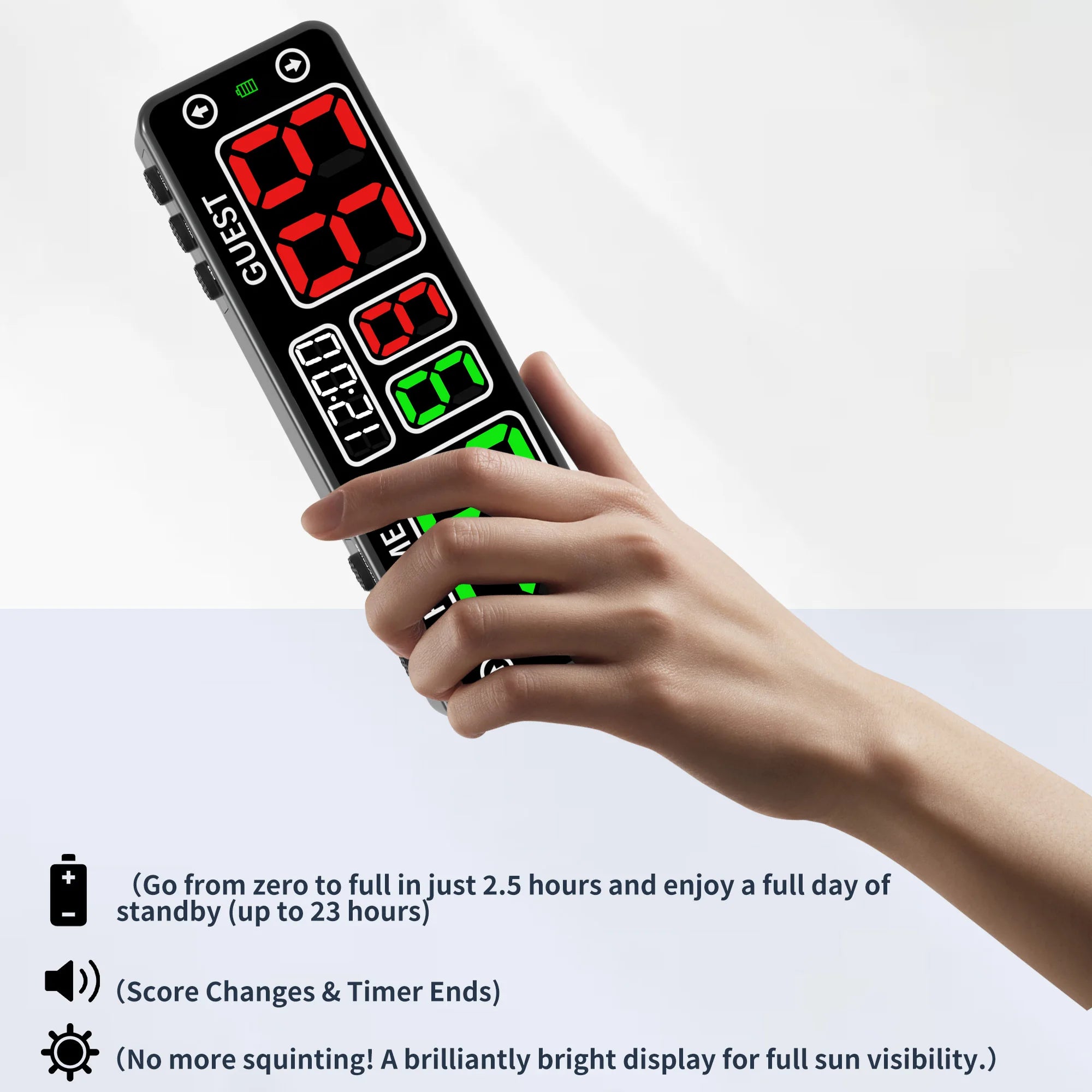 Touch Smart Scoreboard With Timer, Portable Mini Electronic Scoreboard, 10 Digit Tabletop Scoreboard for Sports & Games
