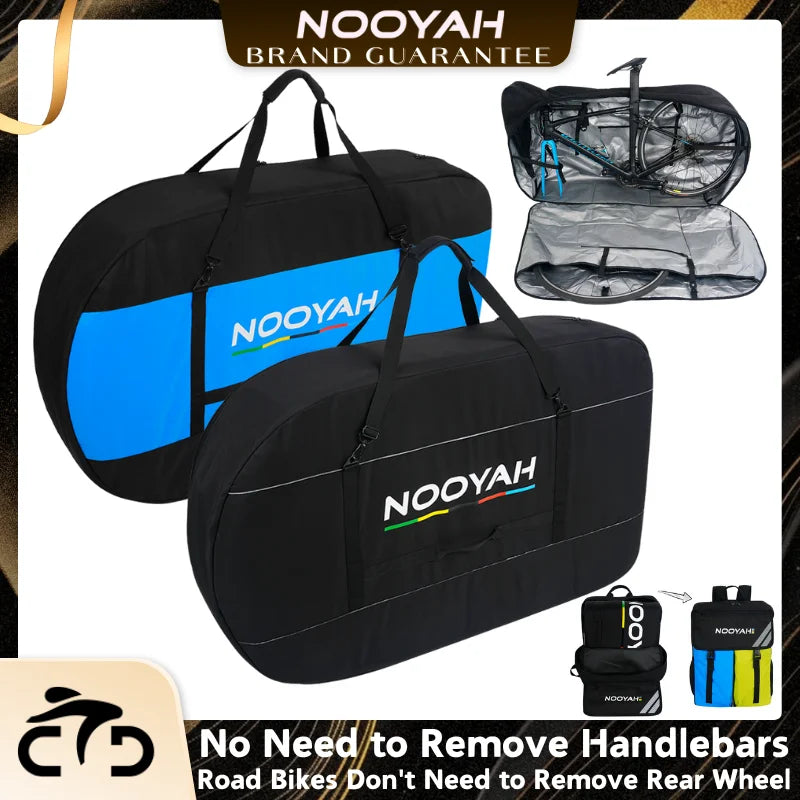 NOOYAH Bicycle Bag No Need Remove Handlebars Foldable Bag MTB Road Bike Transport  Bike Case Three-Layer Fabric 2-in-1 Multi-Bag