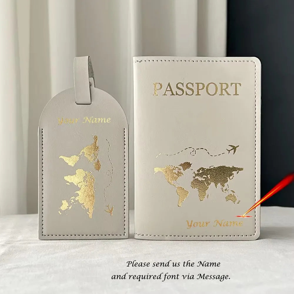 Personalised Passport Cover EU Map Cute Map Passport Case with Luggage Tags Travel Wallet Organizer Travel Accessories