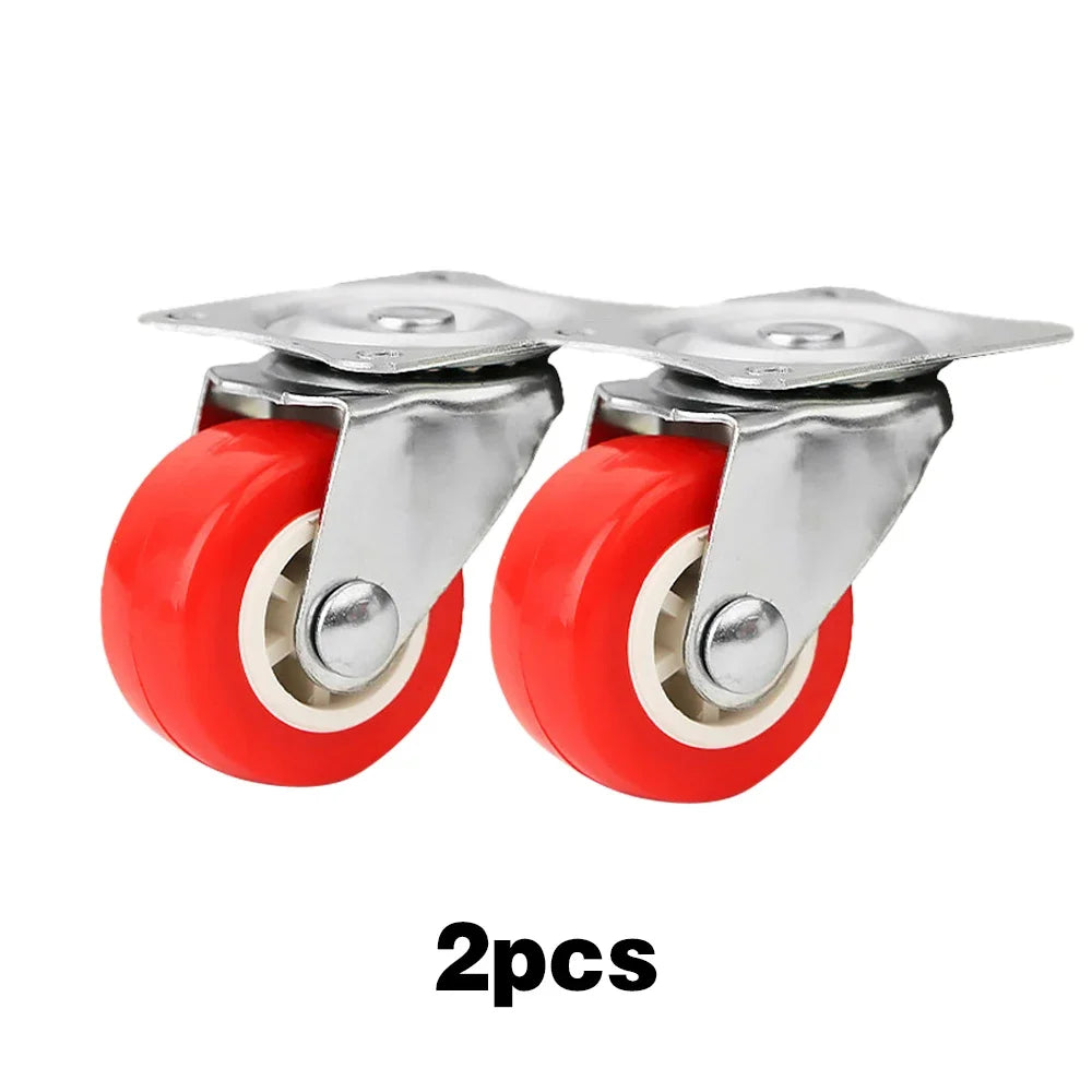 10PCS Car Swivel Casters 360 Degrees Heavy Duty Wheel Caster 1.5 Inch Wear Resistant Mute Heavy Trolley Wheels Red Swivel Castor