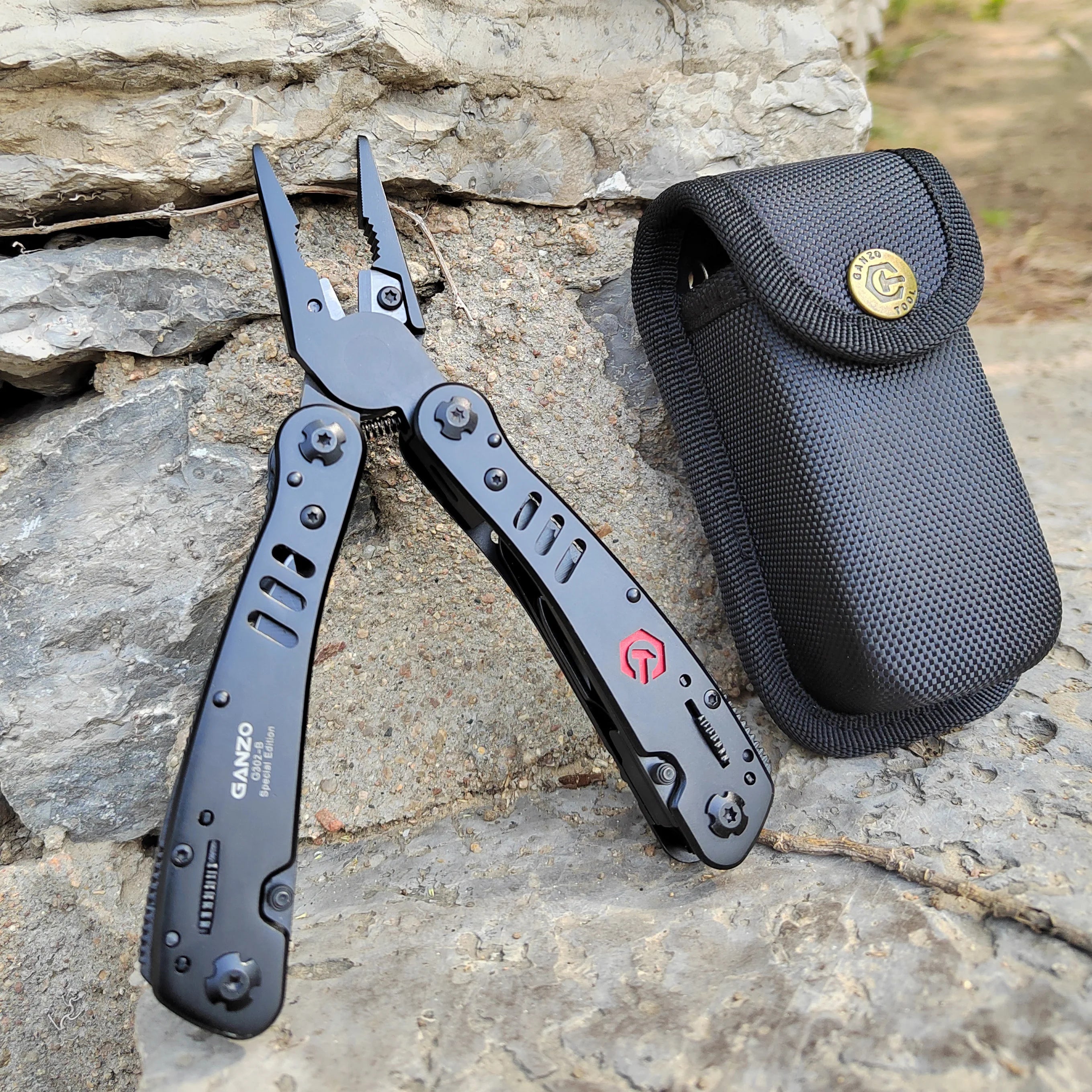 GANZO 302B 15 In 1 Multi Knife Folding Plier Tools Outdoor Camping Survival EDC Multitool Multifunctional Pocket Knives Steel