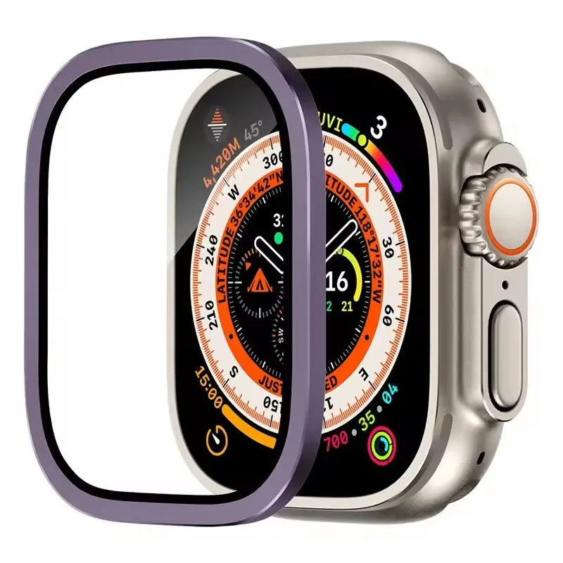 Aluminium Alloy Case+Tempered Glass for Apple Watch Ultra 3 2 1 Anti-Scratch Screen Protector for iWatch Ultra 2 49mm Cover Film