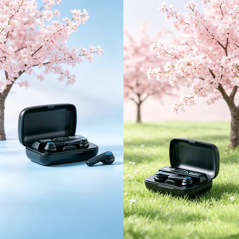 TWS Bluetooth Headphones 5.3 9D High Fidelity Wireless Headphones Touch IPX7 Waterproof Digital Display Headphones