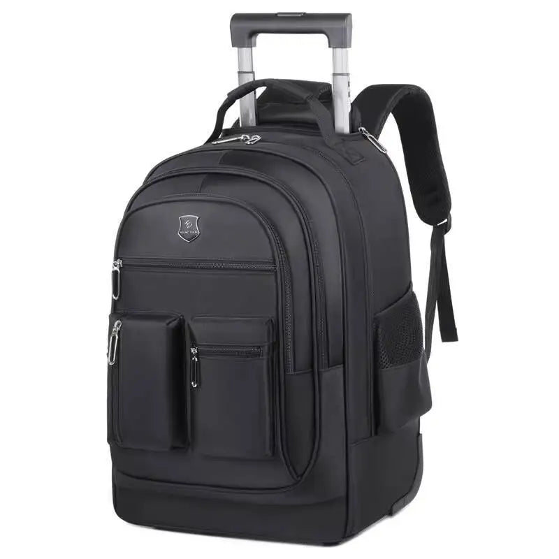 Large Capacity Travel Wheeled Backpack Wheels Hidden Pull Rod Waterproof Carry Luggage Weekend Travel Bag For Men Business Trip
