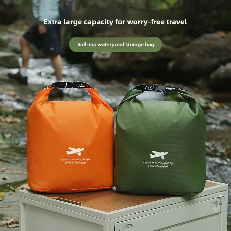 Roll Top Travel Storage Bags 420D Oxford Waterproof Stuff Sacks for Camping Hiking Gear Dirt Proof Packing Pouches Clear Green