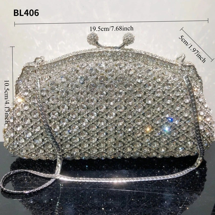 2026 Sparkly Diamond Dinner Bag Hollow Rhinestone Banquet Clutch Bag Women Evening Party Wedding Bridal Purse Rhinestone Handbag