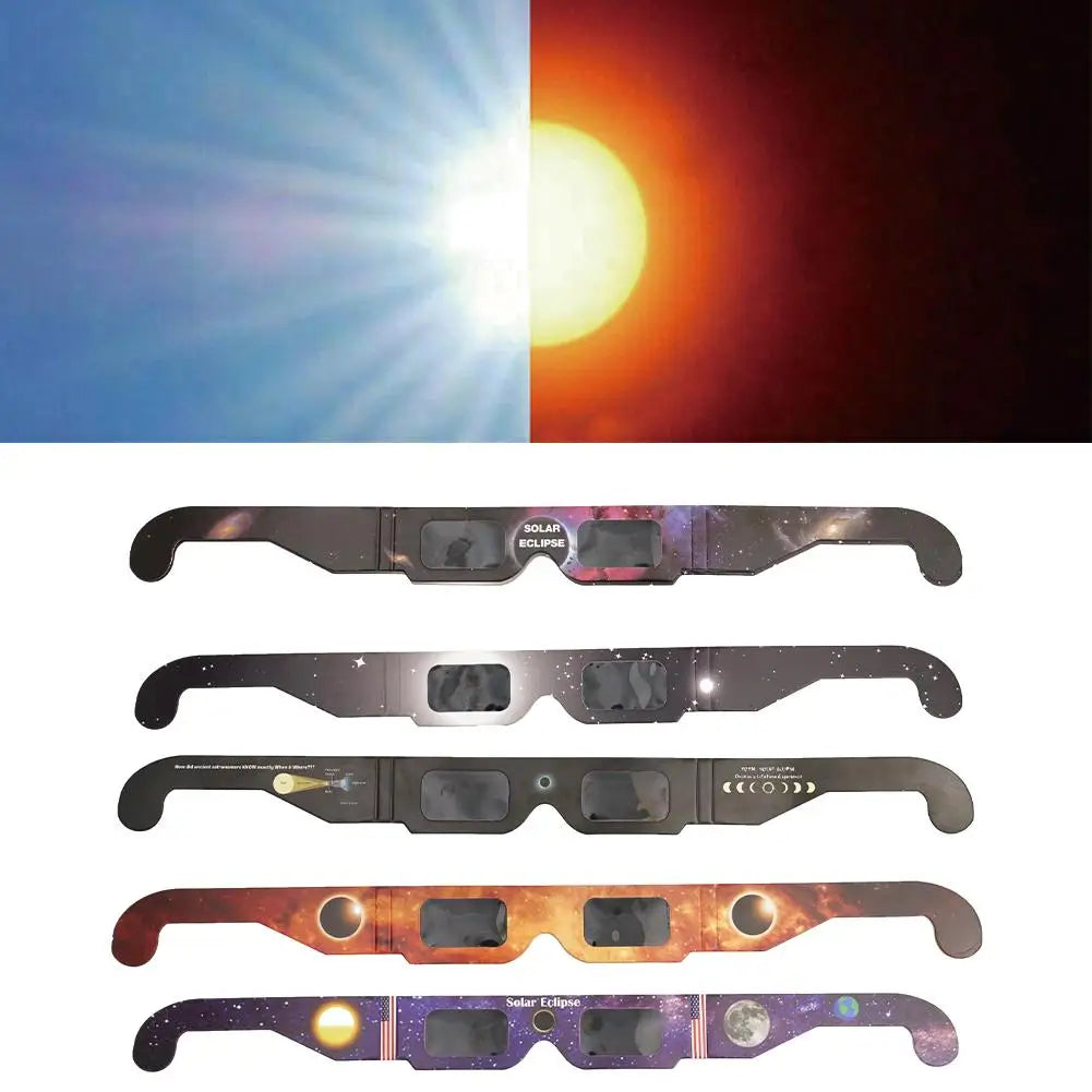1pc Paper Solar Eclipse Glasses Anti-uv Viewing Glasses Safe Shades Random Color Protect Eyes Crisp Image Goggles ISO Certified
