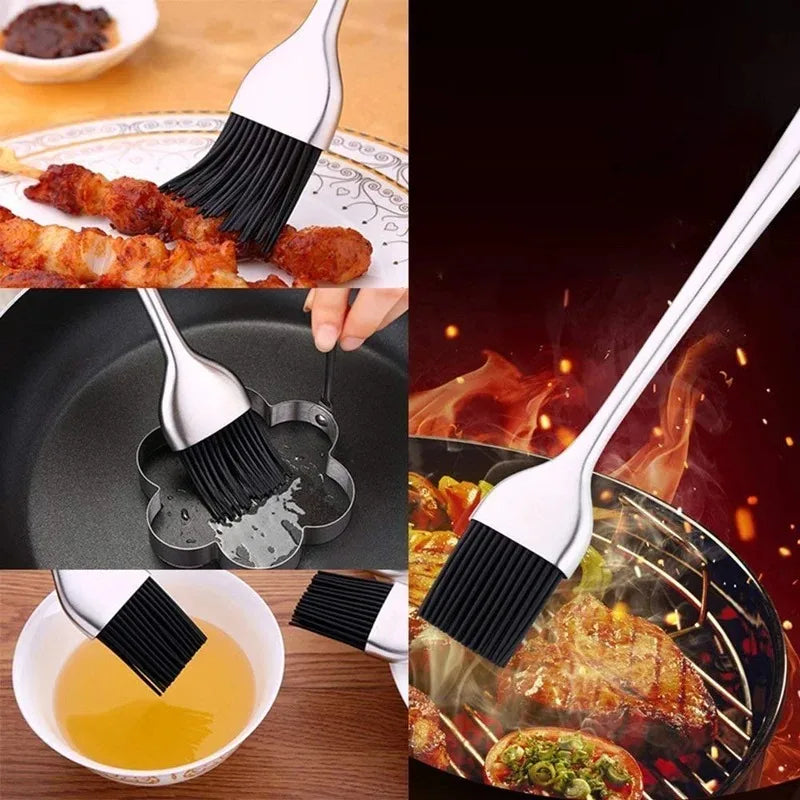 Silicone BBQ Brush BPA Free Basting Pastry Brush with Stainless Steel Handle Barbecue Turkey Oil Brush for Grilling
