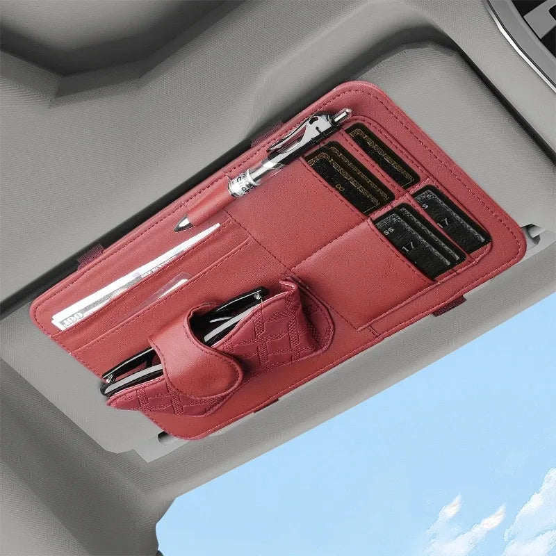 Multifunctional Car Storage Bag Sunshade Card Holder Sunglasses Clip Car Glasses Organizer