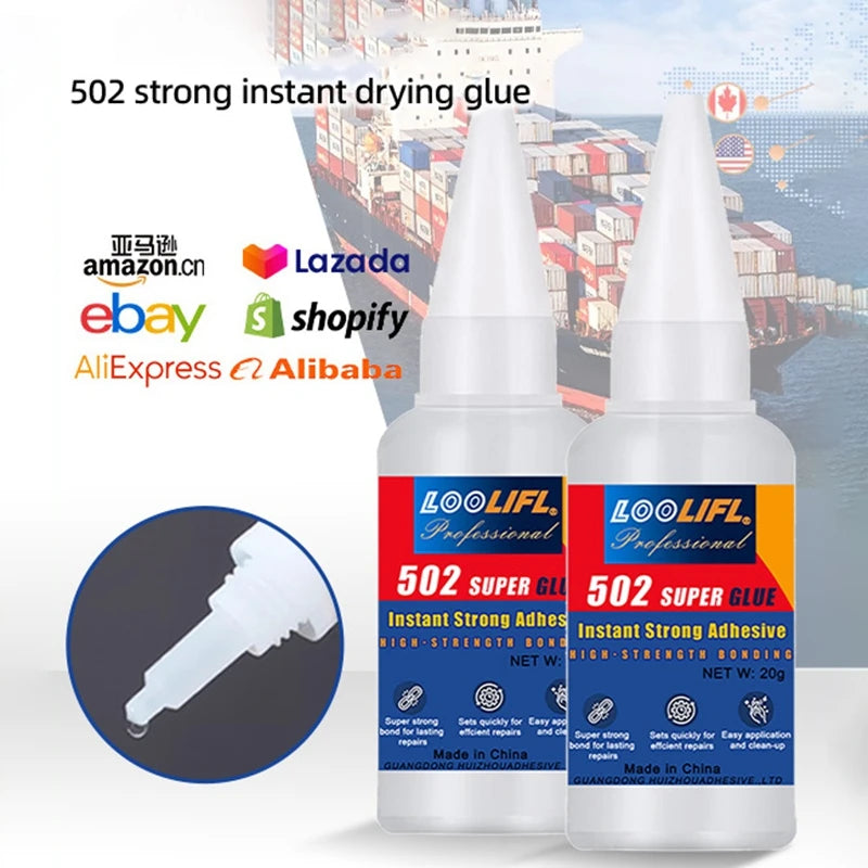 LOOLIFL High Strength 502 Super Glue Instant Glue High Temperature Resistant Adhesive For Metal Plastic PVC Strong Liquid Glue