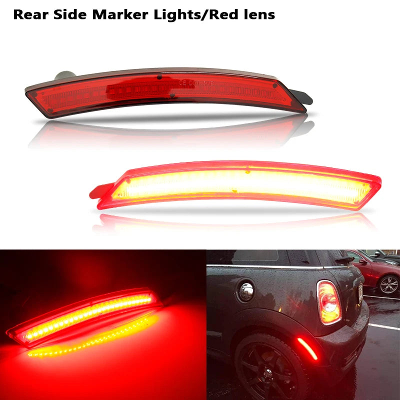 For Mini Cooper R55 R56 R57 R58 R59 R60 R61 Smoked Lens LED Side Marker Lamp Amber Front Red Rear Side Fender Lights
