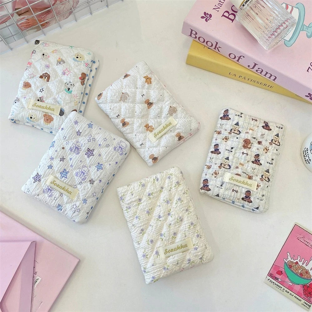 Cute Cartoon Flower Passport Cover for Women Multifunctional Polyester Travel Accessories Holder