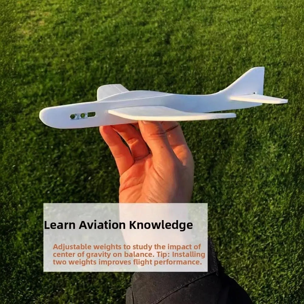 Lightweight Airplane Glider Model White Blank Foam Board Plastic Unfinished Biplane DIY Toys Outdoor Flying Throwing Plane