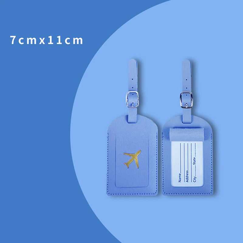 1Pc PU Leather Luggage Tag Travel Suitcase Name ID Label Identifier Bag Tag Travel Accessories
