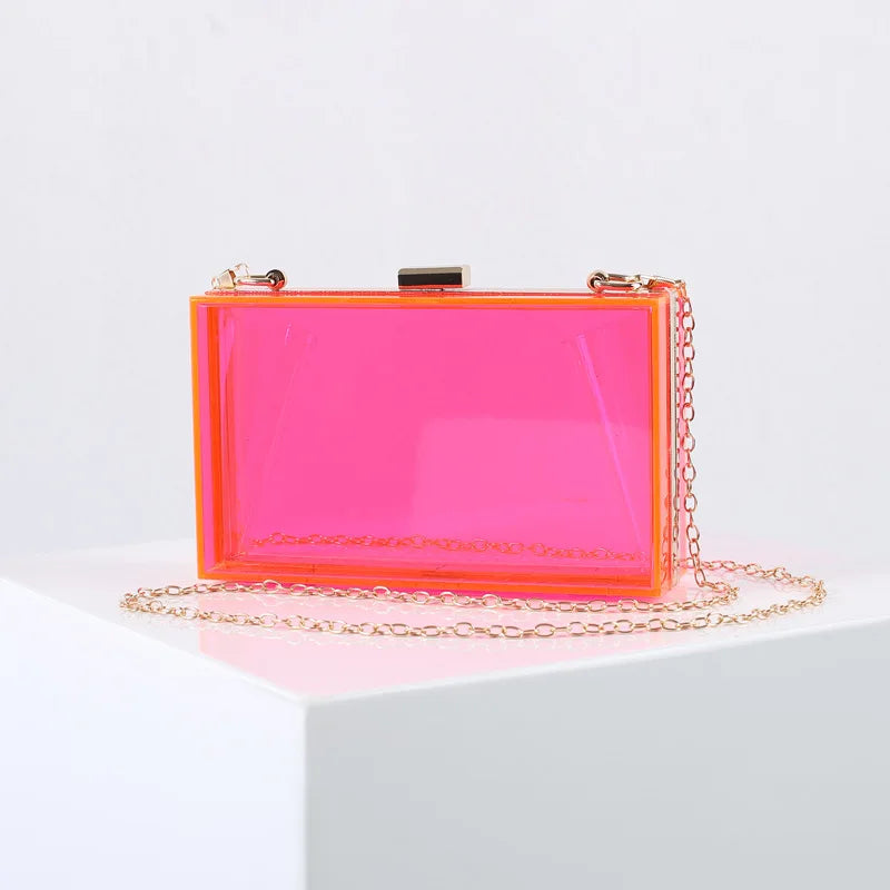 New Acrylic Transparent Women Clutch Bag Chain Luxury Brand Women Messenger Bag Evening Bags Handbag Chain Shoulder Bag