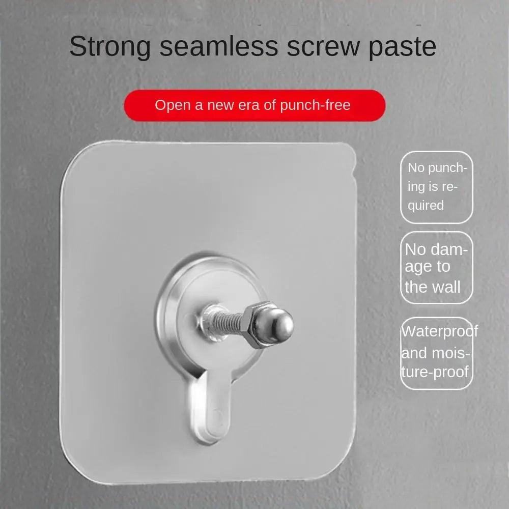 5Pcs Acrylic Self Adhesive Screw Stickers No Need to Punch Holes Wall Mounted Towel Coat Hooks No-trace Adhesive Key Bag Hooks