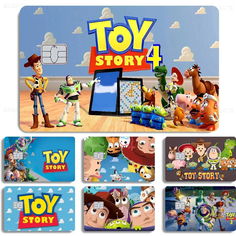 Cartoons Animations T-Toy Story 2024 Anime Cartoon Skin Stickers Film Tape Case For Big Credit Debit Card Front Side