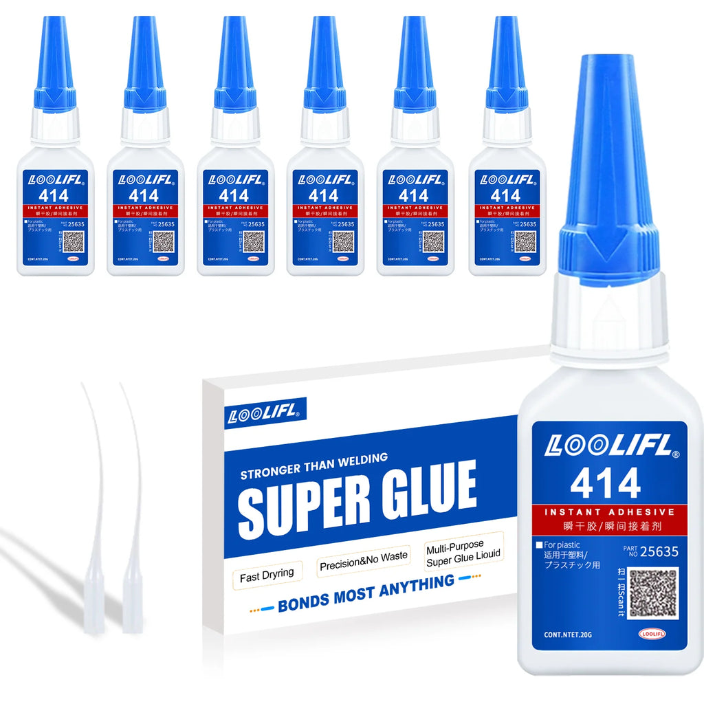 LOOLIFL 414 Multi-Purpose Super Glue Cyanoacrylate Adhesive Instant Fast Adhesive Rubber Wood Glass Stronger All Bonding Glue