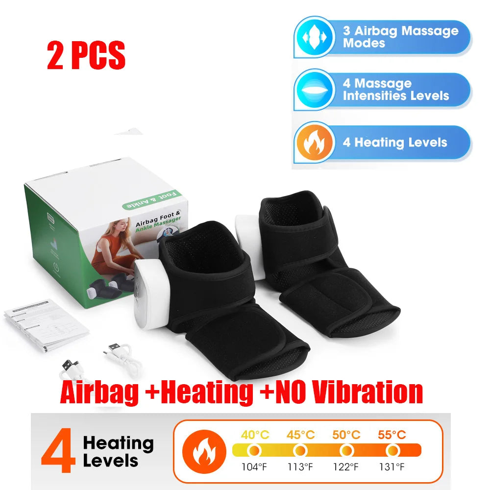 Wireless Air Pressure Ankle Massager Electric Heating Vibration Massage Airbag Compression Foot Ankle Muscle Relaxation Care
