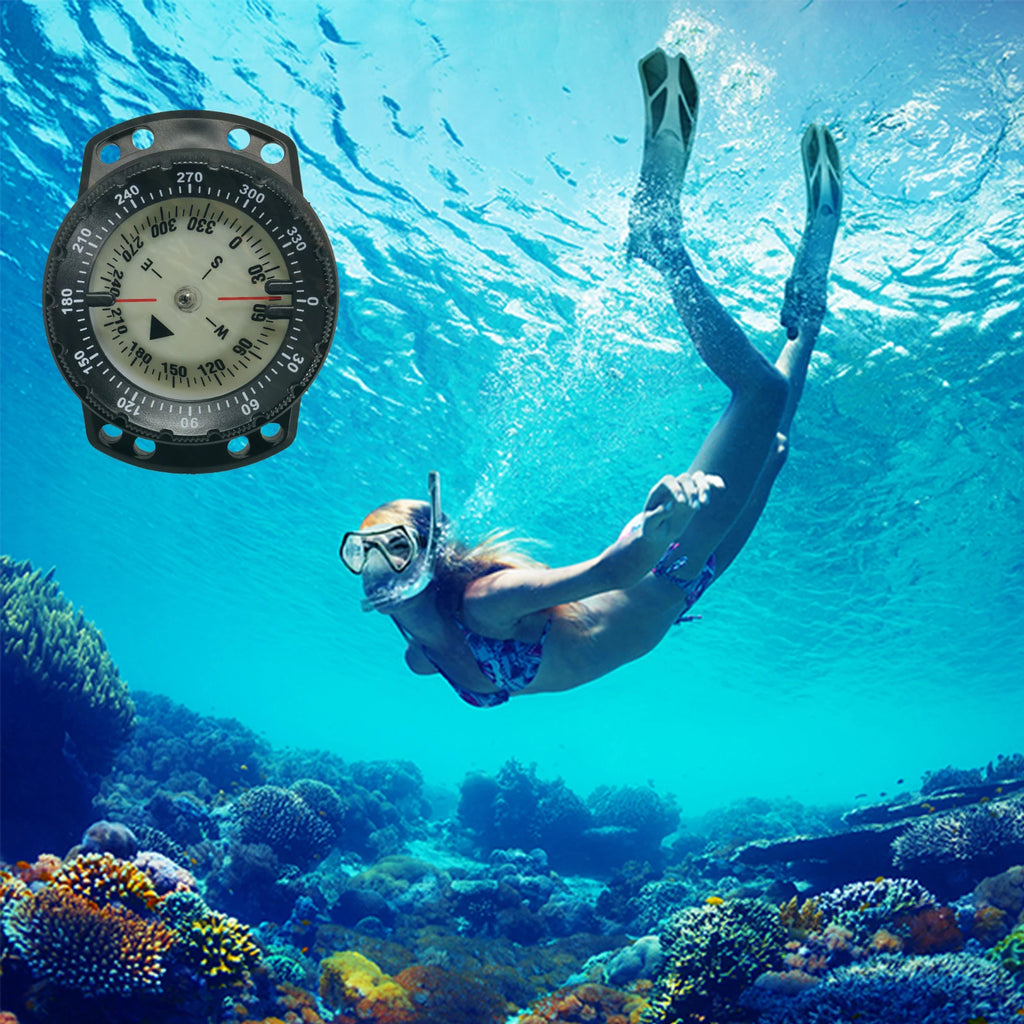 Digital Scuba Diving Compass 50m Waterproof Navigator, Professional Luminous LED Wrist Watch with Balanced Design for Snorkeling