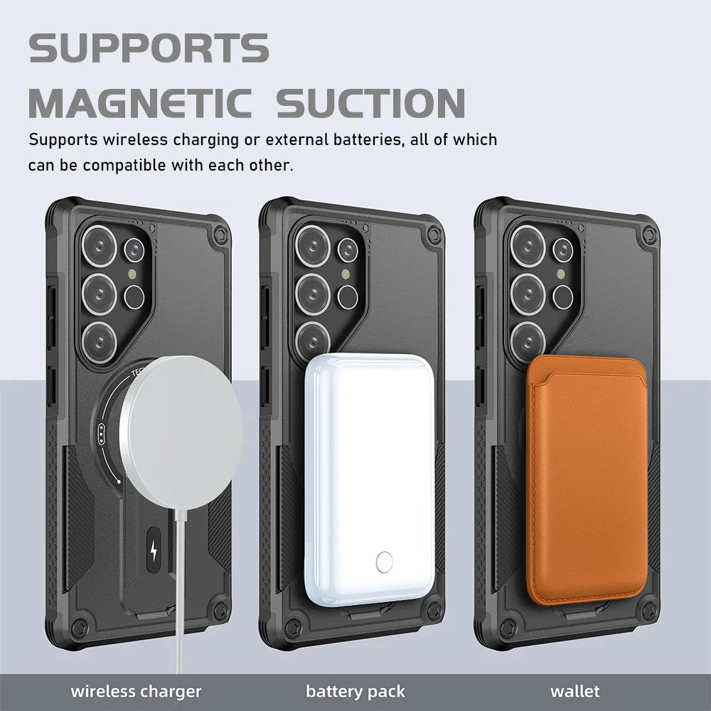 Luxury Armor Magnetic Phone Case for Samsung A56 S26 S24 S25 Ultra A07 A17 A16 A55 A54 A36 A16 A06 Anti-drop Protective Cover