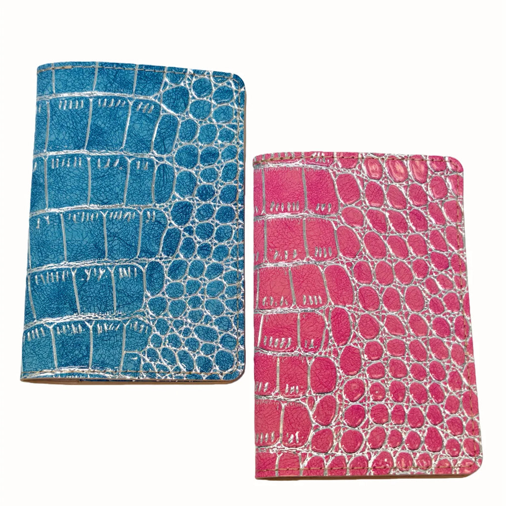 2PCS Crocodile Embossed Gold/Silver Color Border Passport Cove/Case/Holder/Wallet Card Holder Lightweight Travel Accessories