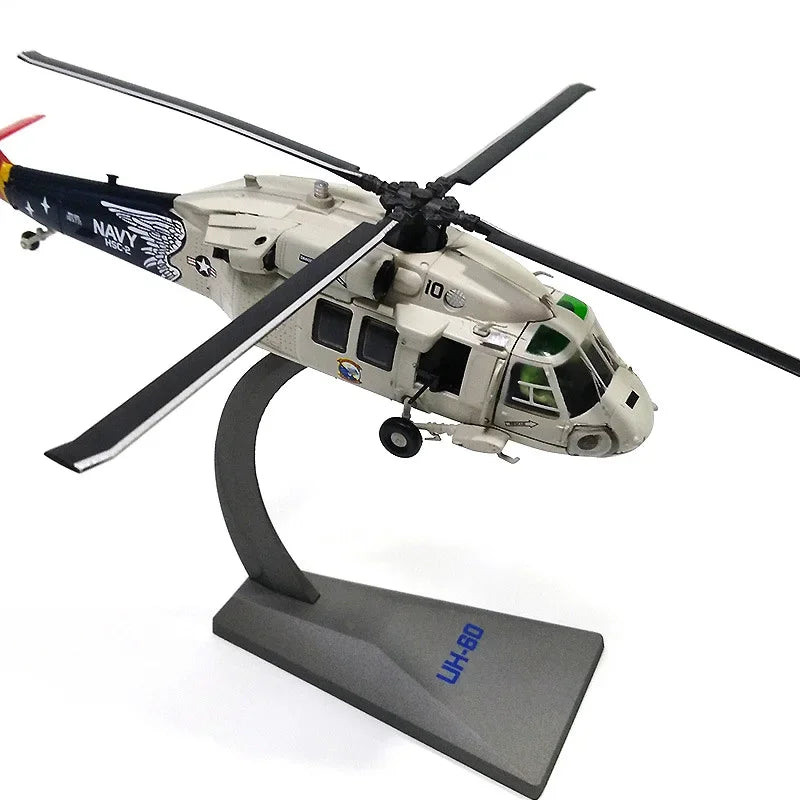 1/72 Alloy Utility Helicopter UH-60 Black Hawk US Navy Aircraft Fighter Model Toy Children Gift for Collection Decoration