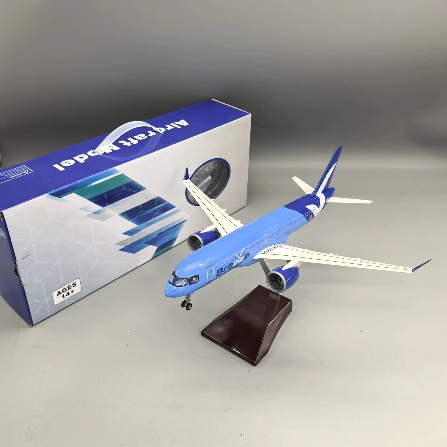 38cm Resin Plane Model A220-300 American Airways Scale Aircraft Diecast Plane Toy With Wheels & LED Light Aviation Hobby Gifts