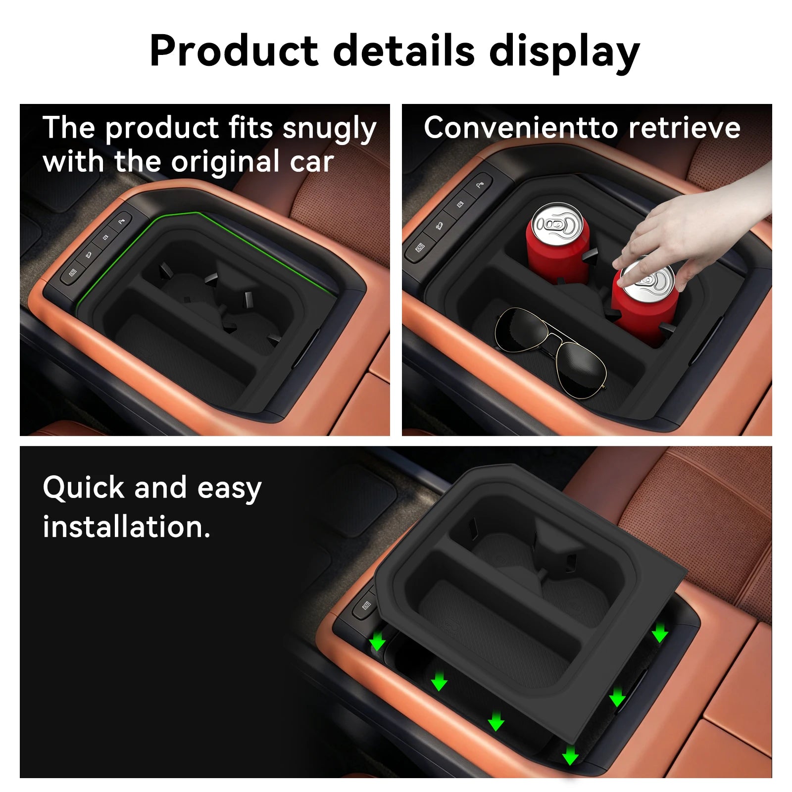 for 2027 Kia Telluride Low Base Trim Center Console Cup Holder Full Wrap Silicone Drinks Car Interior Accessories Black