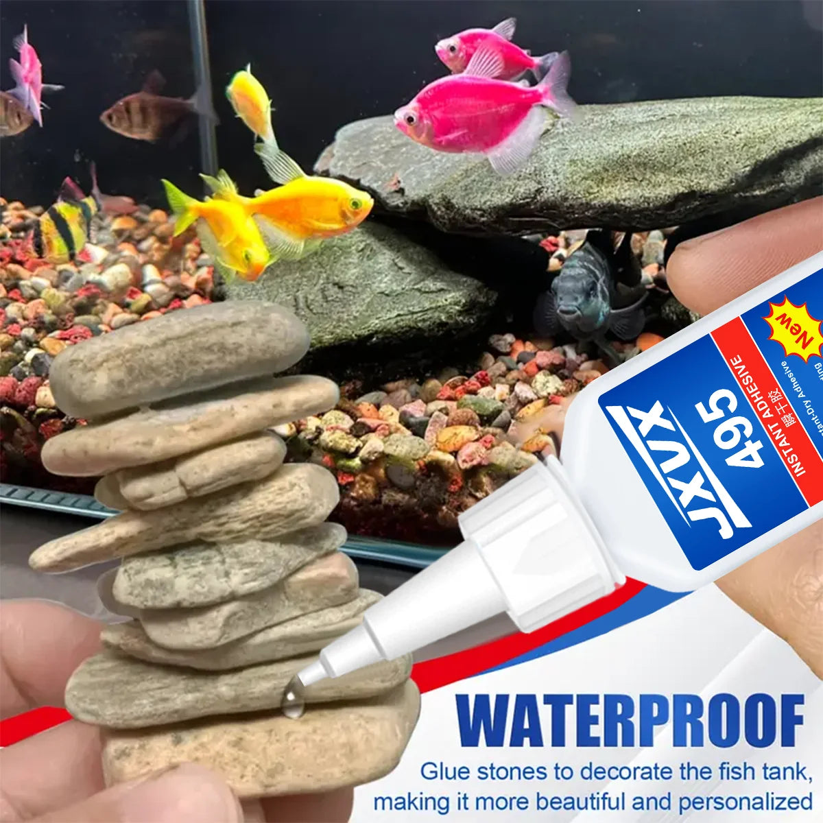 495 Fish Tank Landscaping Moss Glue Super Glue Instant Quick-drying Cyanoacrylate Adhesive Transparent For Plants Aquascaping Fish Aquarium Plants Water Grass Stick Fixing Glue.
