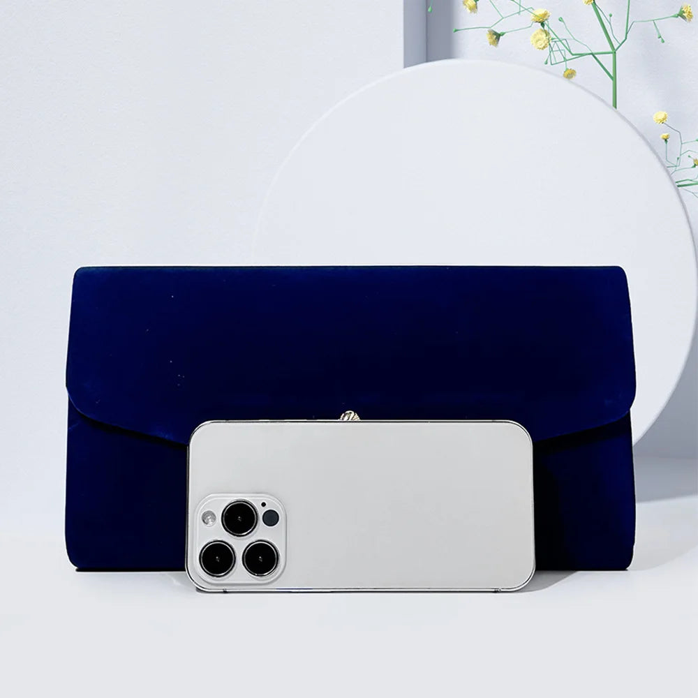 2023 New Red Bridal Wedding Bags Velvet Clutches Vintage Square Purse Chain Shoulder Bags Luxury Banquet Bags Blue Envelope Prom