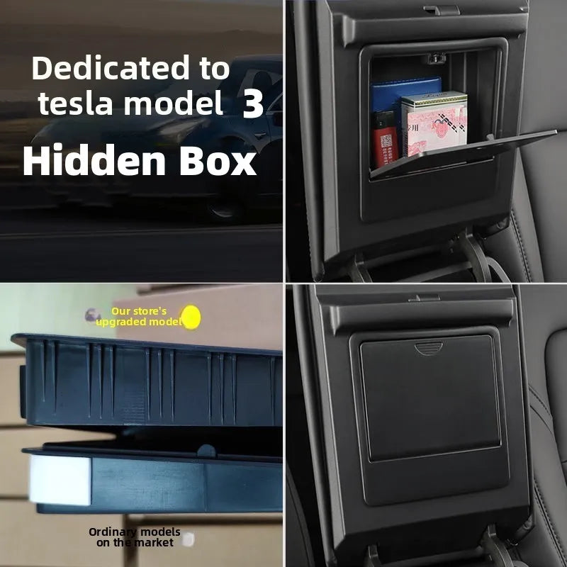 For Tesla Model 3 2017 2018 2019 2020 2021 2022 2023 Car Center Console Tidying Tray Armrest Case Hidden Storage Box Accessories