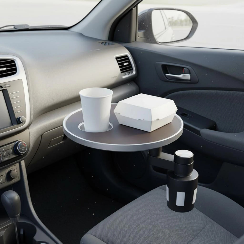 Front Seat Table 360-Degree Rotation Car Dining Tray Rotating Car Tray Multi-Functional Stable Support for Drivers, Road Journey