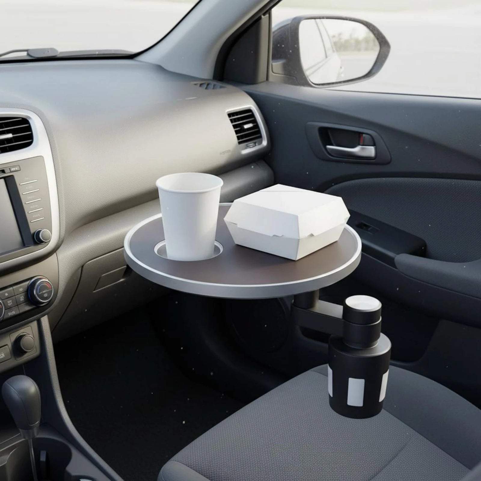 Front Seat Table 360-Degree Rotation Car Dining Tray Rotating Car Tray Multi-Functional Stable Support for Drivers, Road Journey